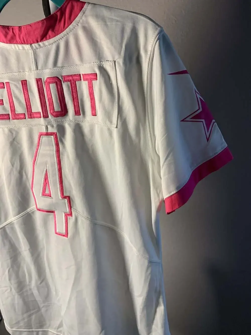 Nike Dallas Cowboys Elliott #4 White Pink NFL On Field Women's Jersey
